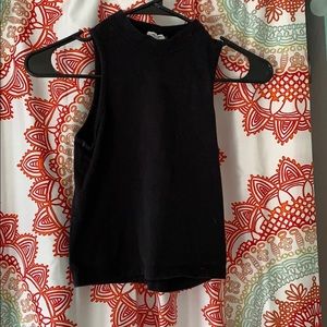 Black mock neck tank top